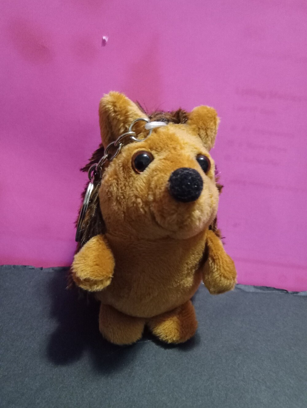 Plush Hedgehog Keychain - Brown Cute Accessory